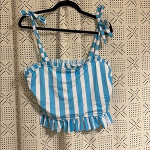 Ruffle crop tank swim top